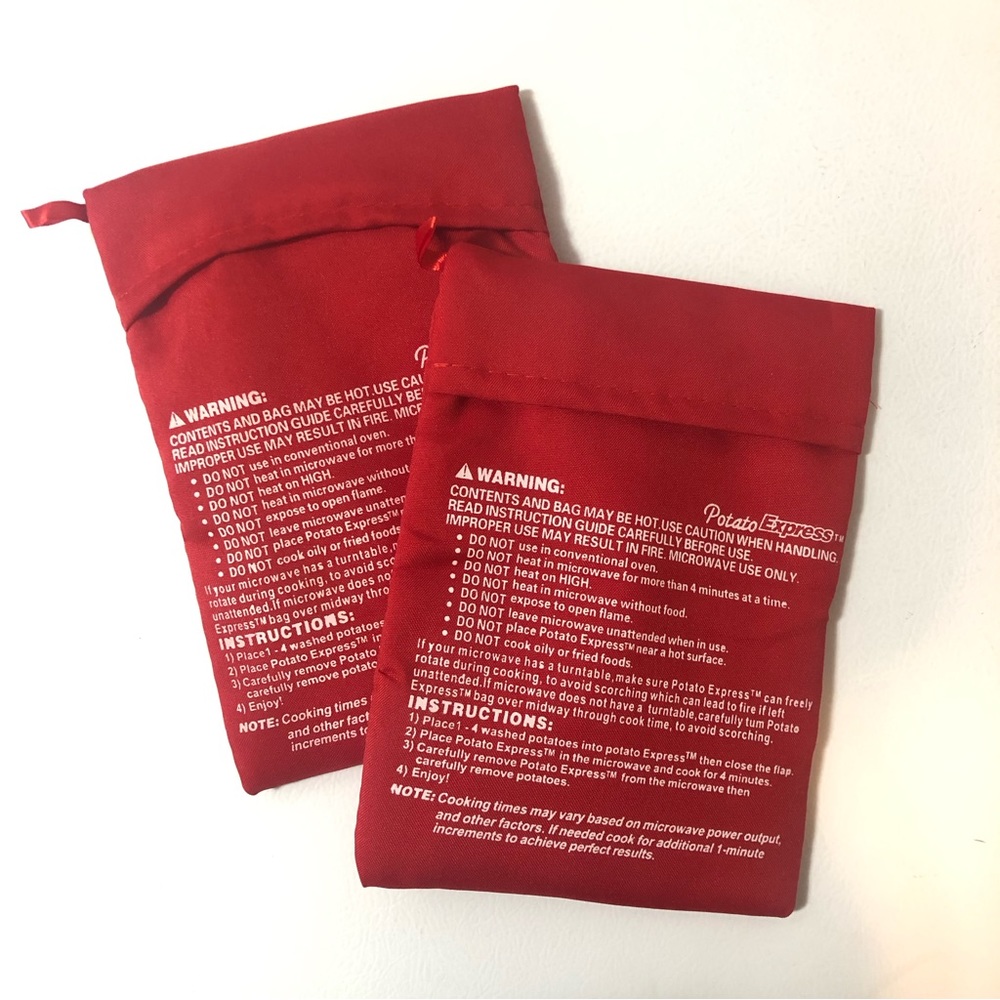 2 Pack Potato Express 4 Minute Microwave Cooker Reusable Pocket Bag As Seen TV